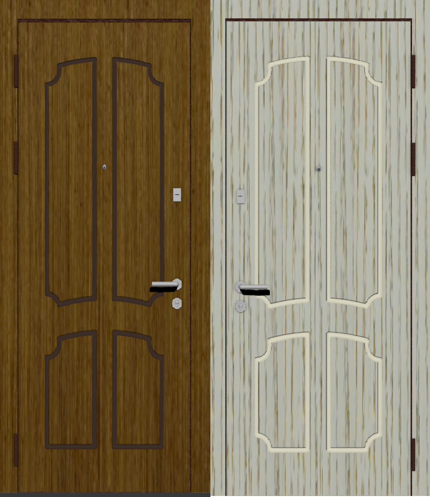 Металлическая дверь с отделкой МДФ Шпон с классической фрезеровкой